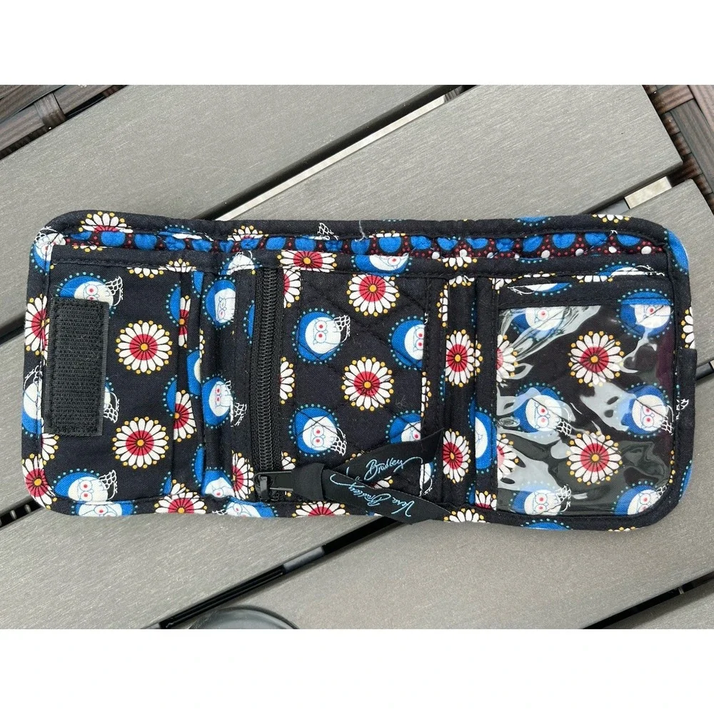 Vera Bradley Trifold Pocket Wallet Compact Coin Purse Night‎ Owl Red White Blue - Picture 3 of 10